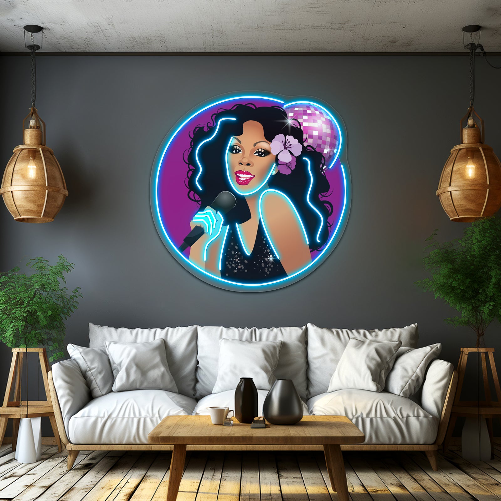 Disco Queen Artwork Affordable Custom Neon Signs - Size and dimension reference