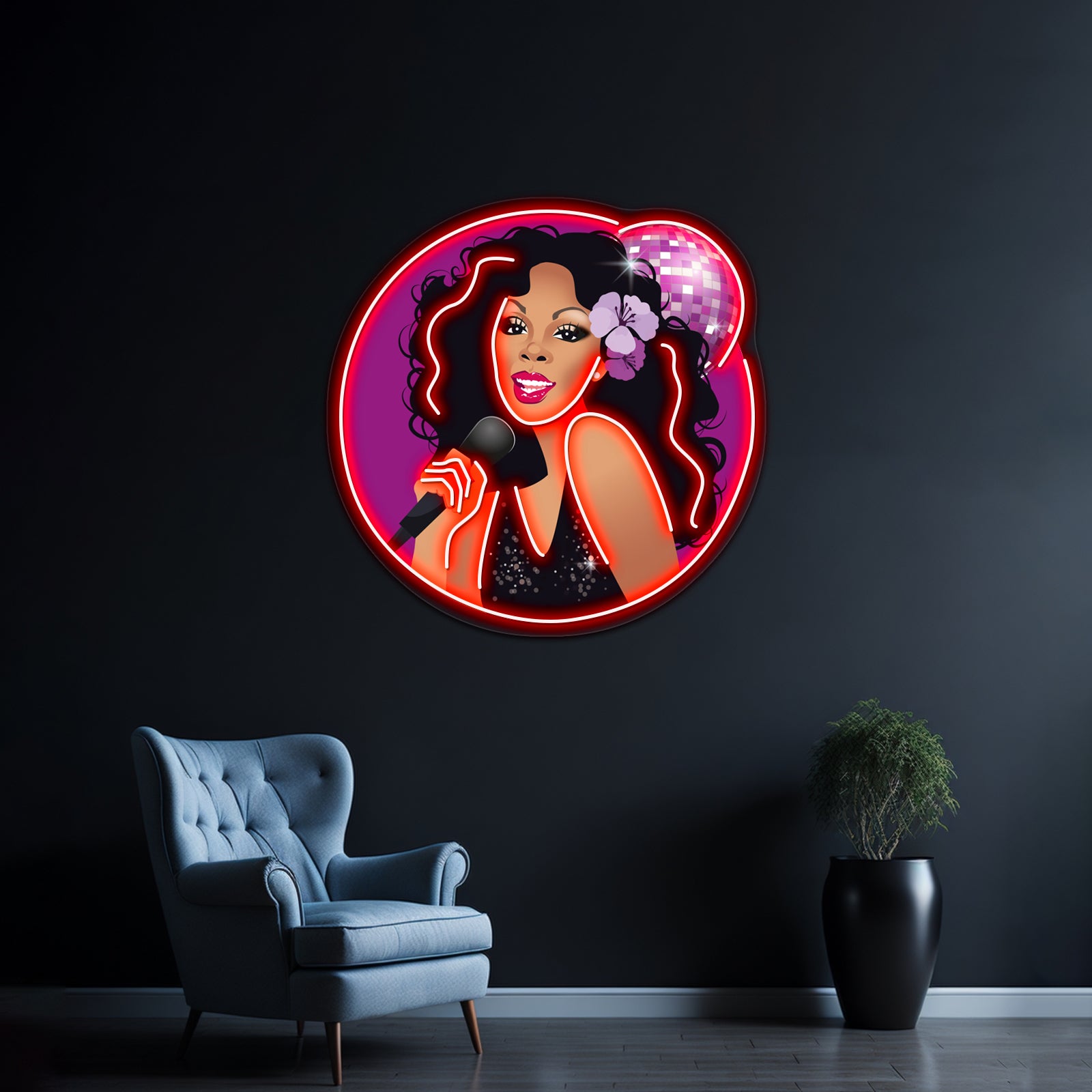 Disco Queen Artwork Affordable Custom Neon Signs - Custom LED neon sign front view