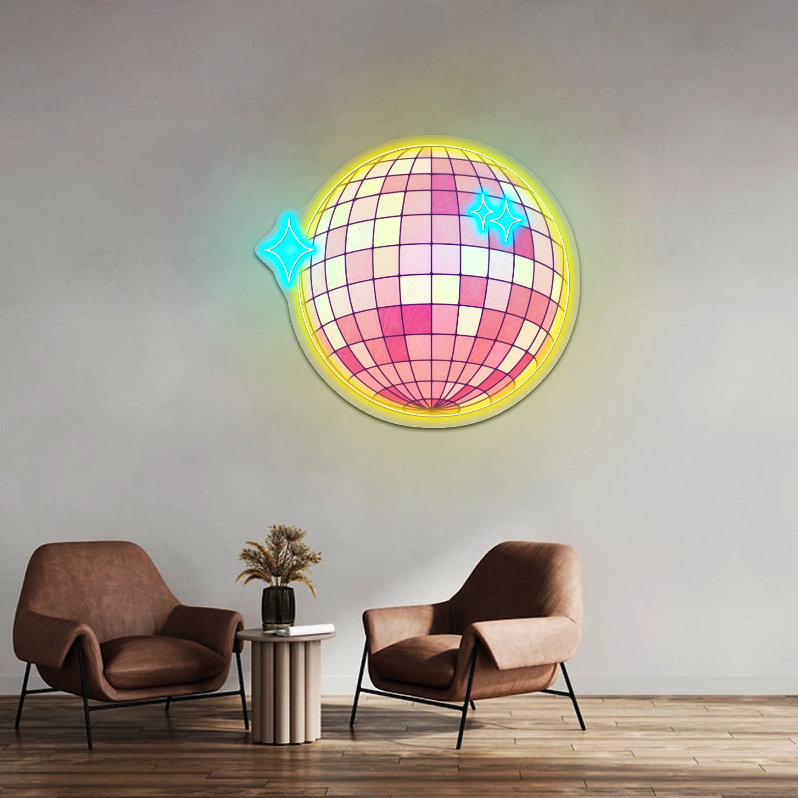 Discoball Pink Neon Signs For Bar Wall Decor