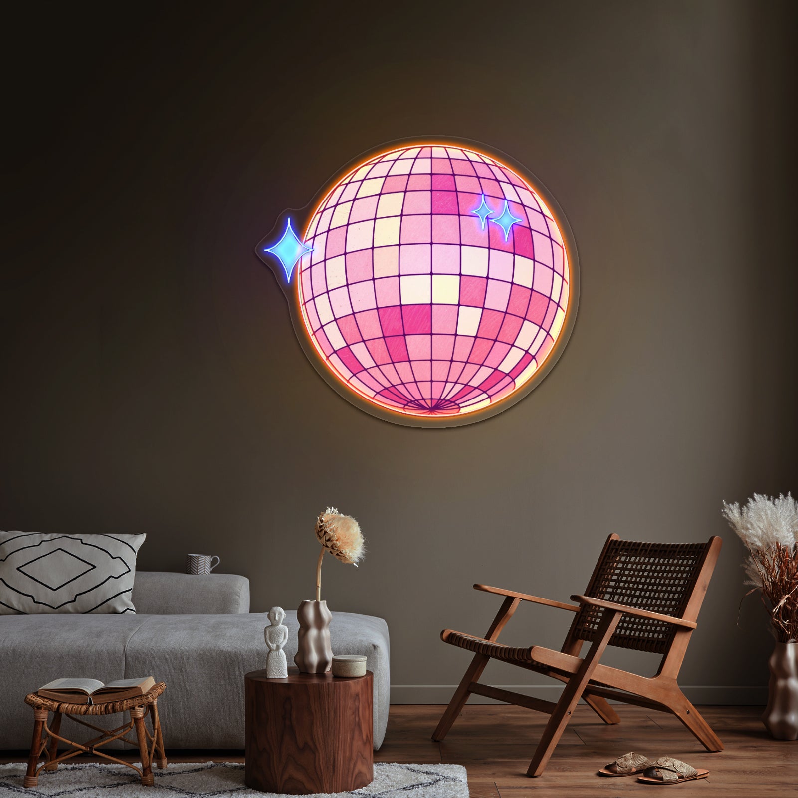 Discoball Pink Neon Signs For Bar Wall Decor