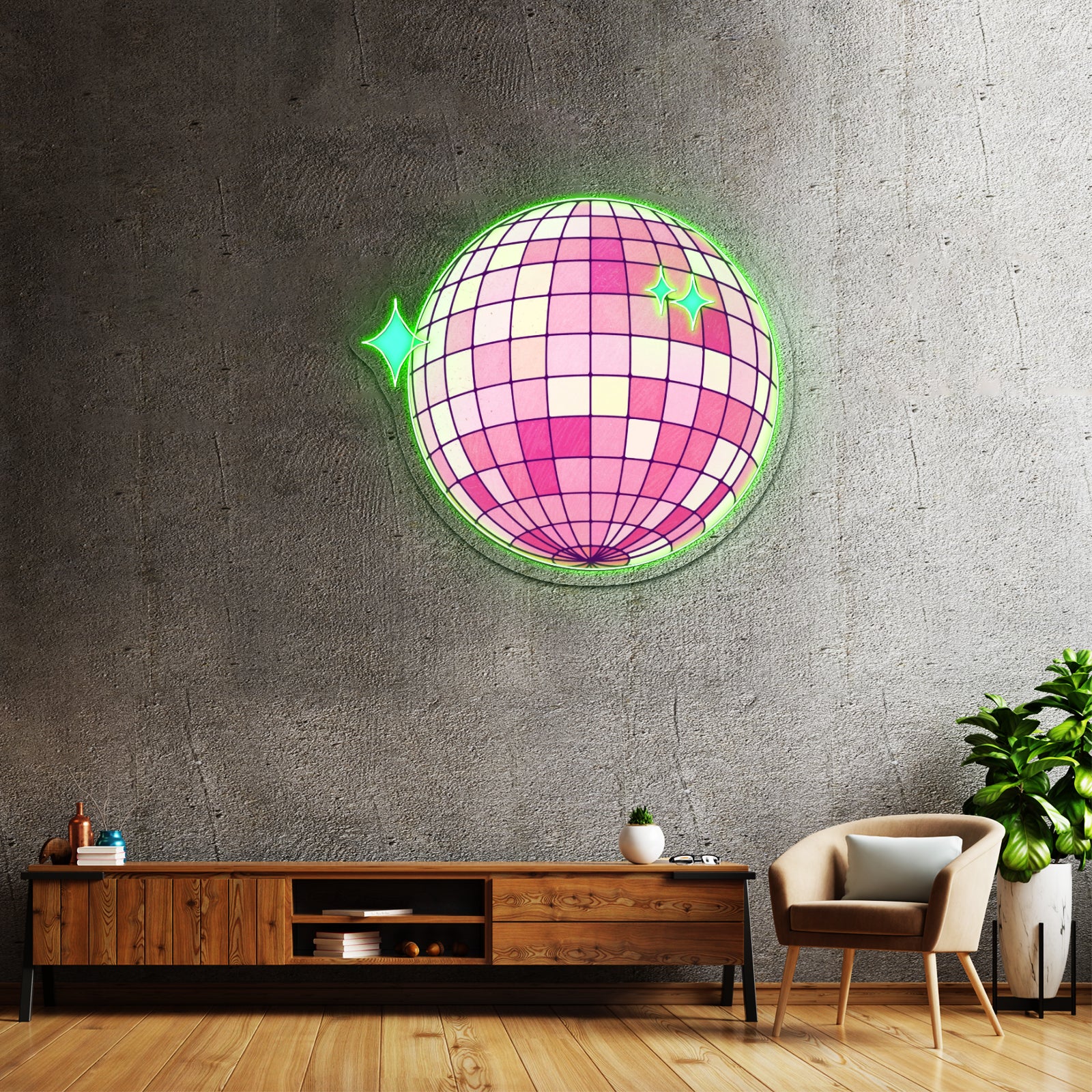 Discoball Pink Neon Signs For Bar Wall Decor