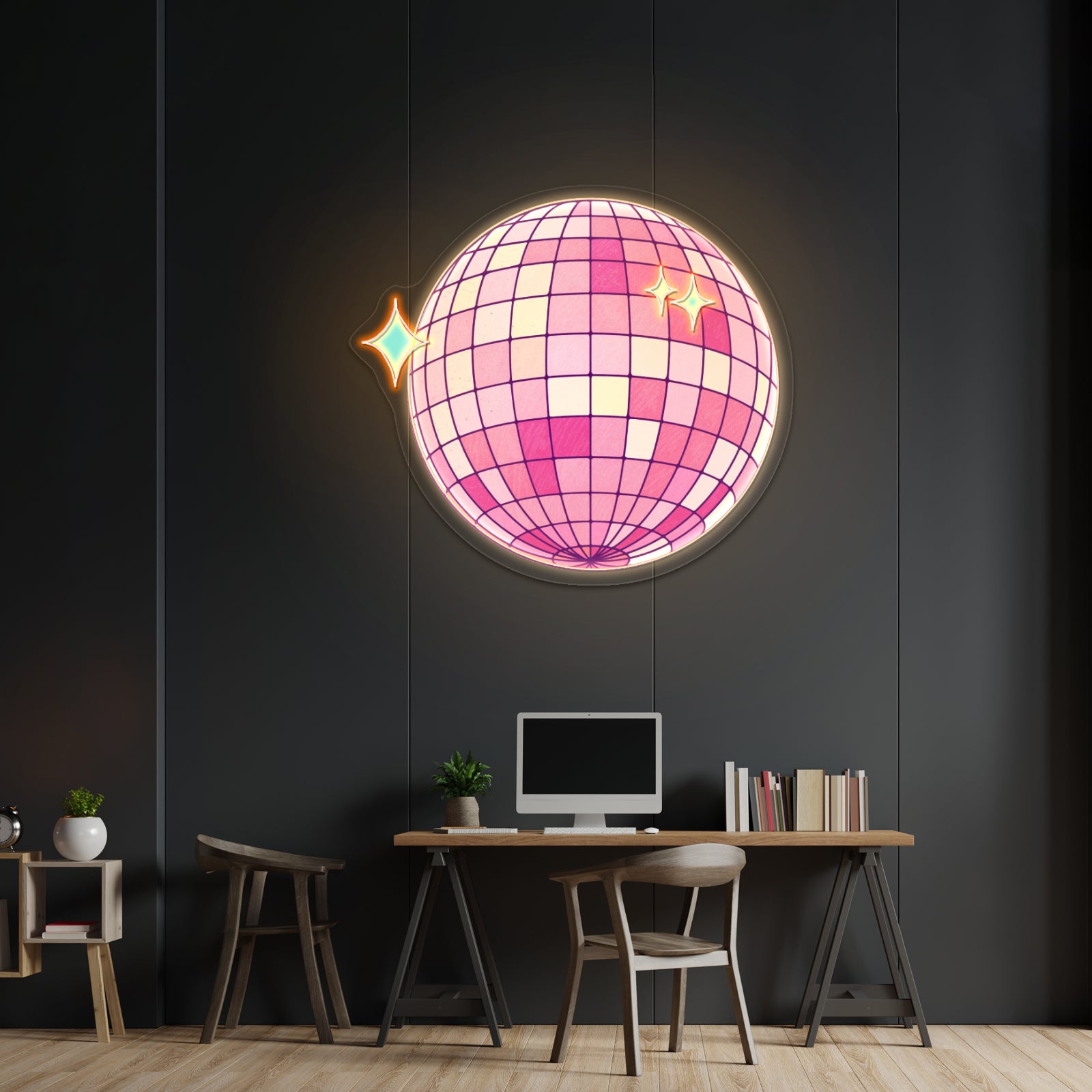 Discoball Pink Neon Signs For Bar Wall Decor