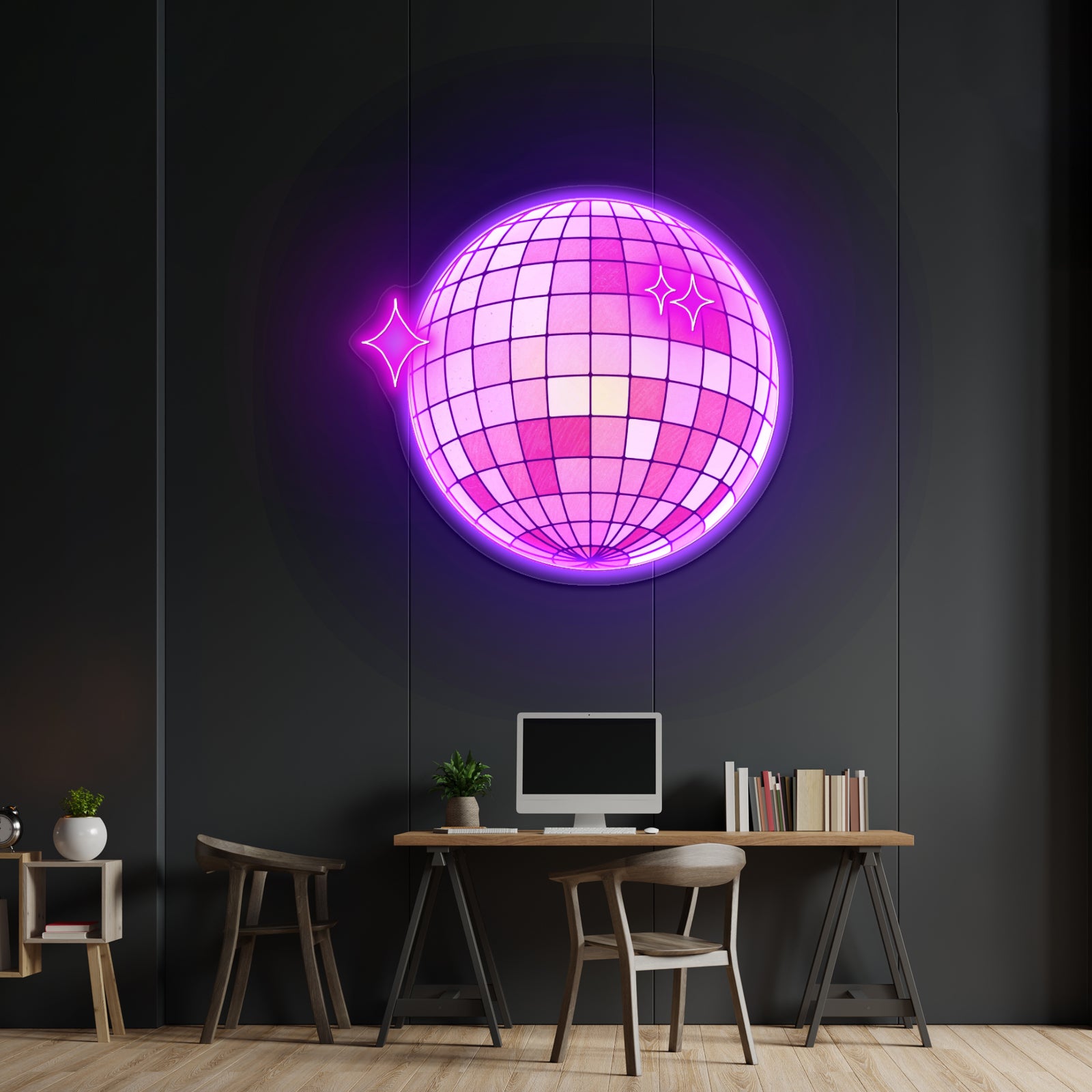 Discoball Pink Neon Signs For Bar Wall Decor