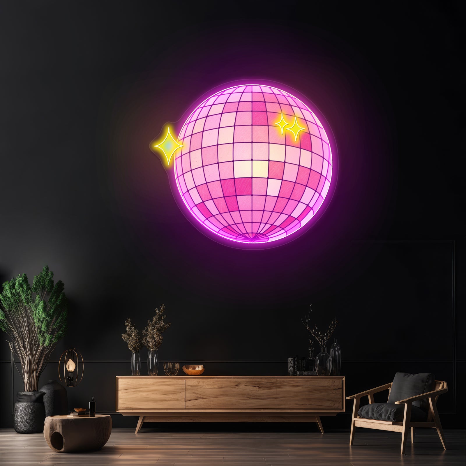 Discoball Pink Neon Signs For Bar Wall Decor