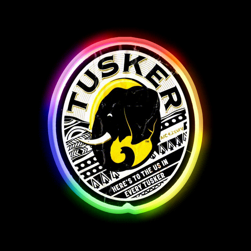Distressed Tuskers Logo 2 Beer Bar Decor Led Neon Sign Rgb Color - LED neon sign close-up detail