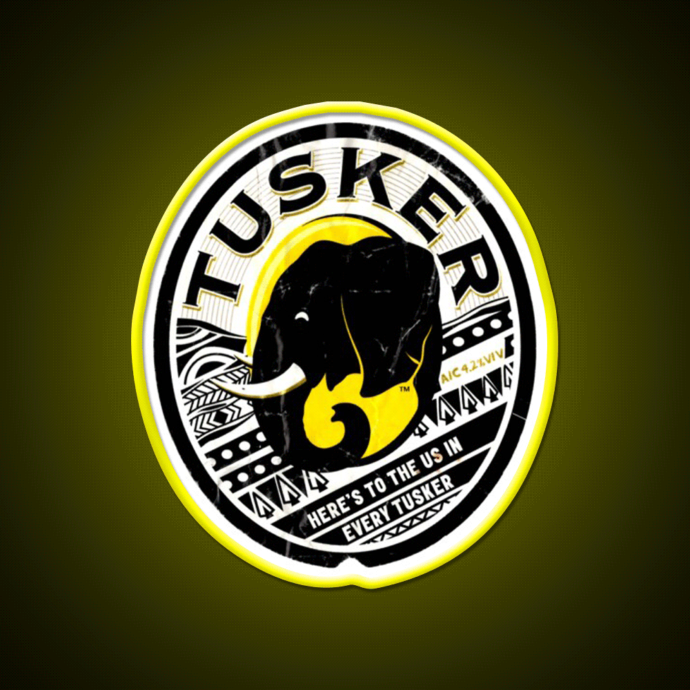 Distressed Tuskers Logo 2 Beer Bar Decor Led Neon Sign Rgb Color - Custom LED neon sign front view