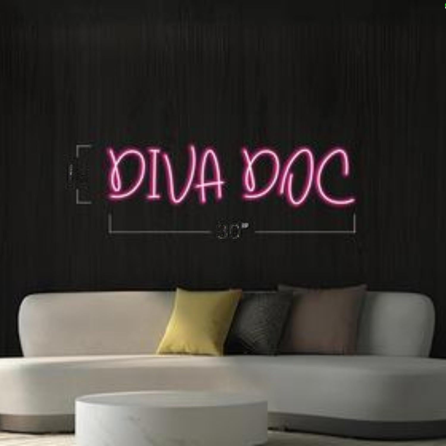 Diva Doc Pink Round Led Neon Sign For Home Studio Decor | Shineneon