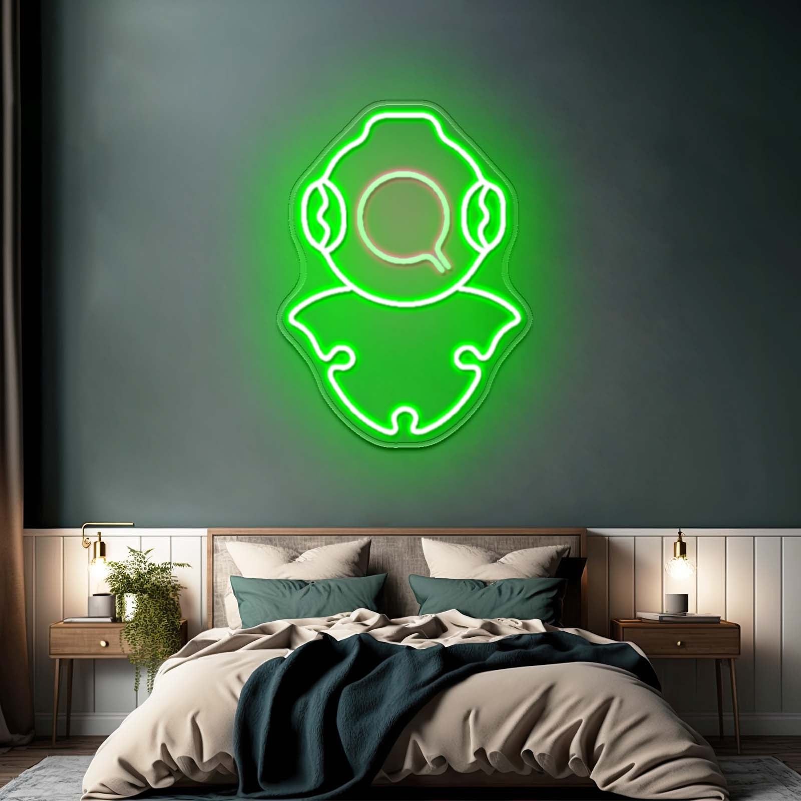 Diving Helmet Neon Sign Kids Bedroom Wall Decor Led Signs For Bedroom