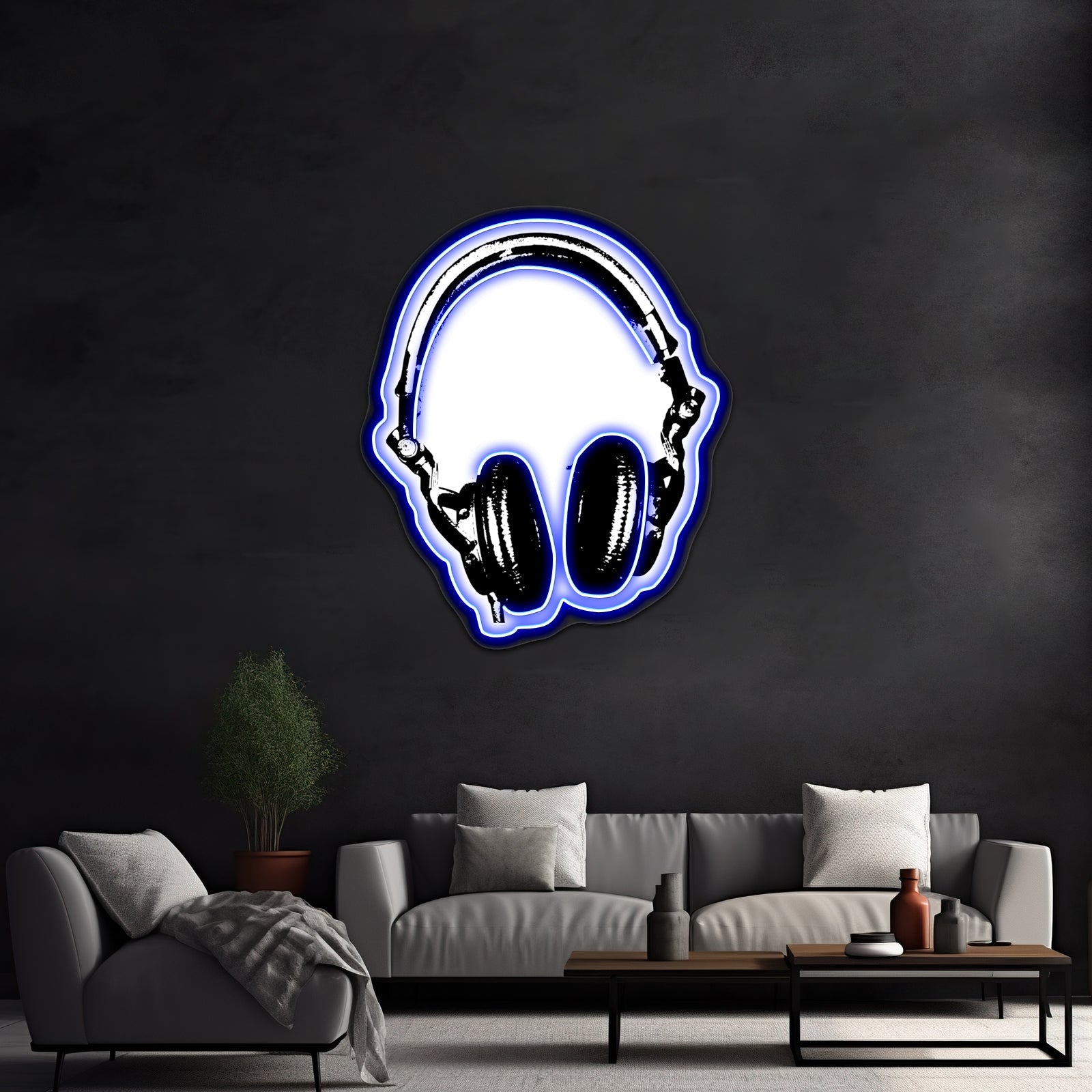 Dj Headphones Stencil Style Artwork Affordable Custom Neon Signs - Shineneon