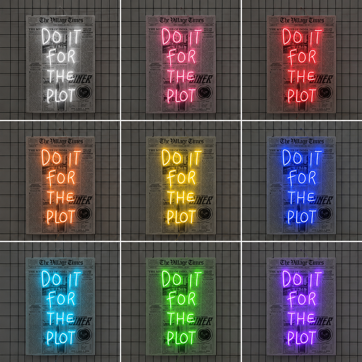Do It For The Plot LED Neon Sign - 05 Color Grid