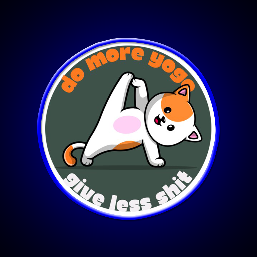 Do More Yoga Give Less Shit Yoga Cat Yoga Led Neon Sign Rgb Color