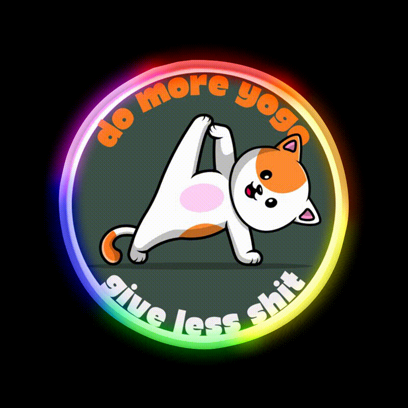 Do More Yoga Give Less Shit Yoga Cat Yoga Led Neon Sign Rgb Color