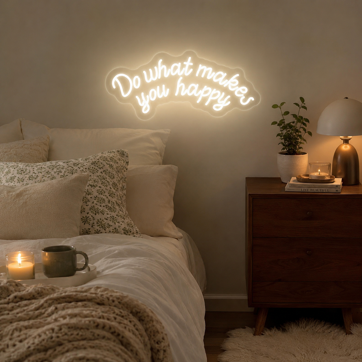 Do What Makes You Happy Wall Decor LED Neon Sign - 03 Real Lifestyle Scene