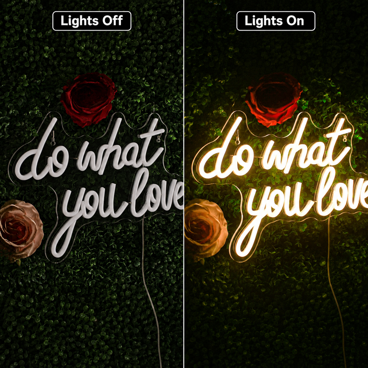 Do What You Love LED Neon Sign Living Room Decor - 06 Day Night Comparison