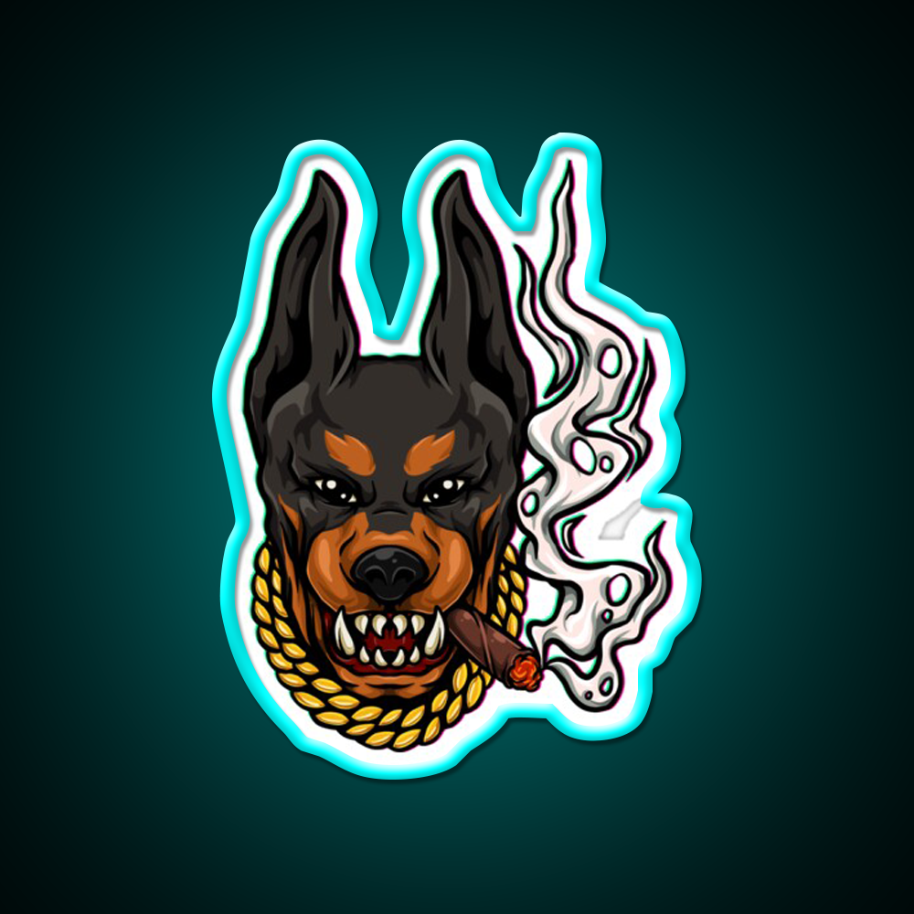 Doberman Blunt Hemp Inspired Green Leaf Led Neon Sign Rgb Color - Size and dimension reference