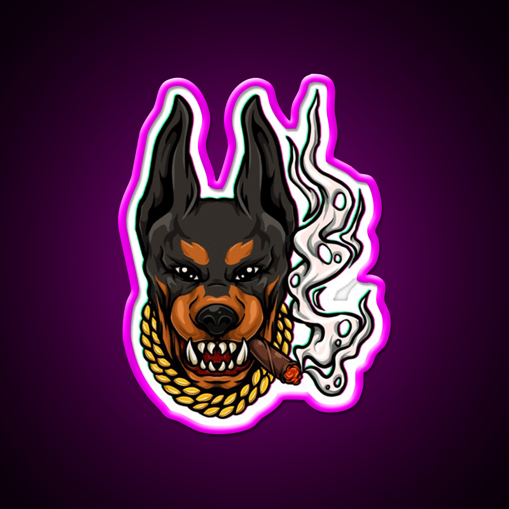 Doberman Blunt Hemp Inspired Green Leaf Led Neon Sign Rgb Color - Shineneon