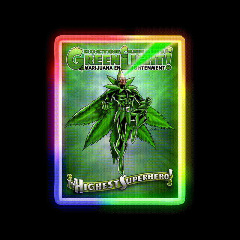 Doctor Hemp Inspired Green Leaf Led Neon Sign Rgb Color - LED neon sign close-up detail