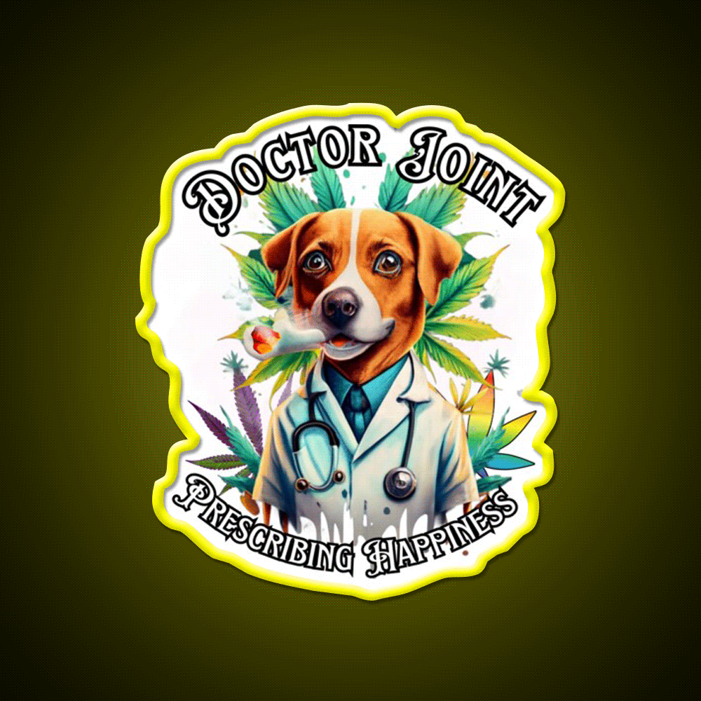 Doctor Joint Blaze 420 Hemp Inspired Green Leaf Led Neon Sign Rgb Color - Custom LED neon sign front view