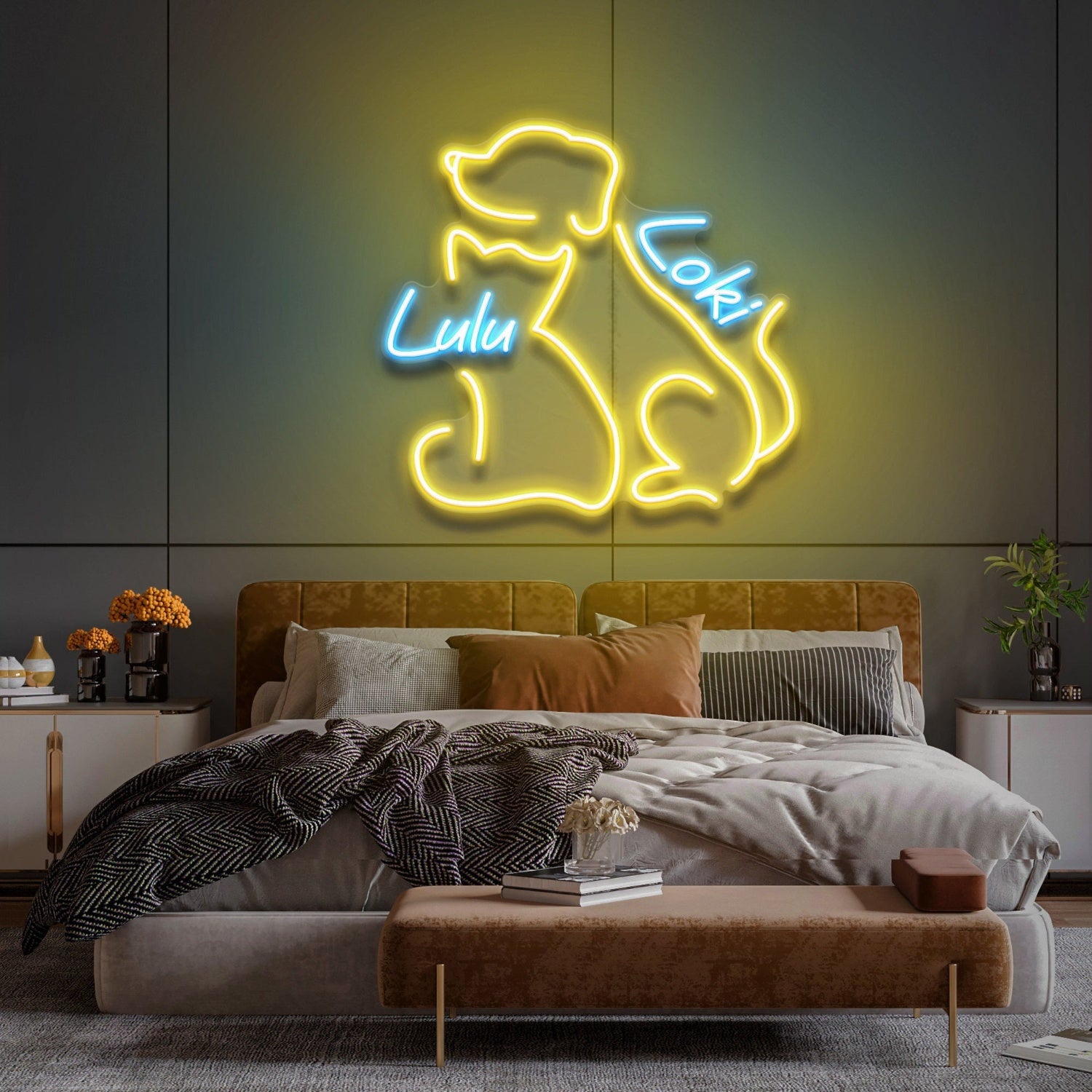 Dog And Cat Led Neon Sign With Your Lovely Pets Names For Pets House | Shineneon