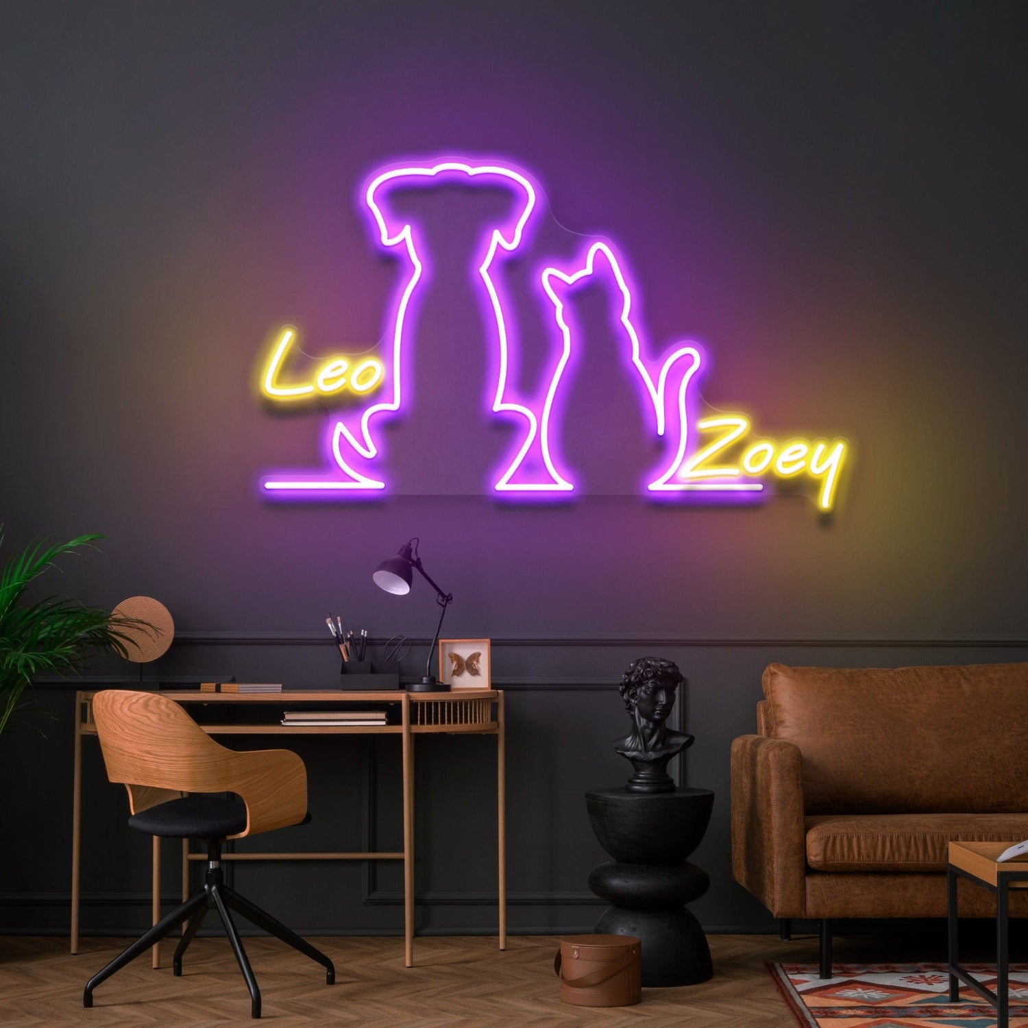 Dog And Cat Led Neon Sign With Your Pets Names For Pets House | Shineneon