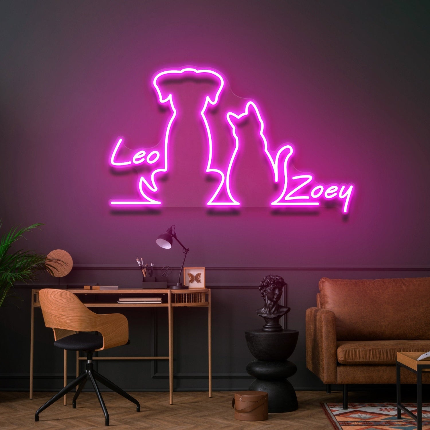 Dog And Cat Led Neon Sign With Your Pets Names For Pets House | Shineneon
