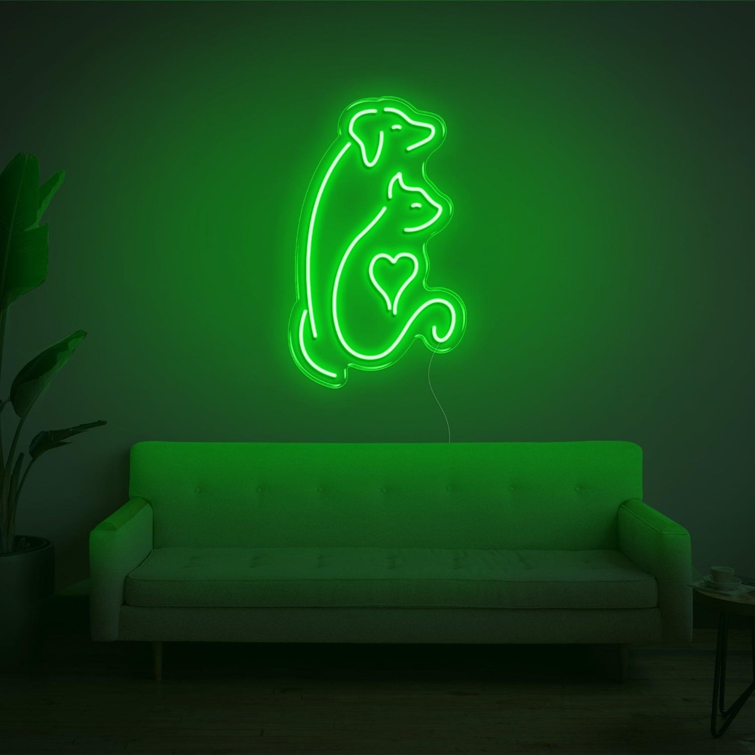 Dog And Cat V2 Bright Green Led Neon Sign For Indoor Pet Decor | Shineneon