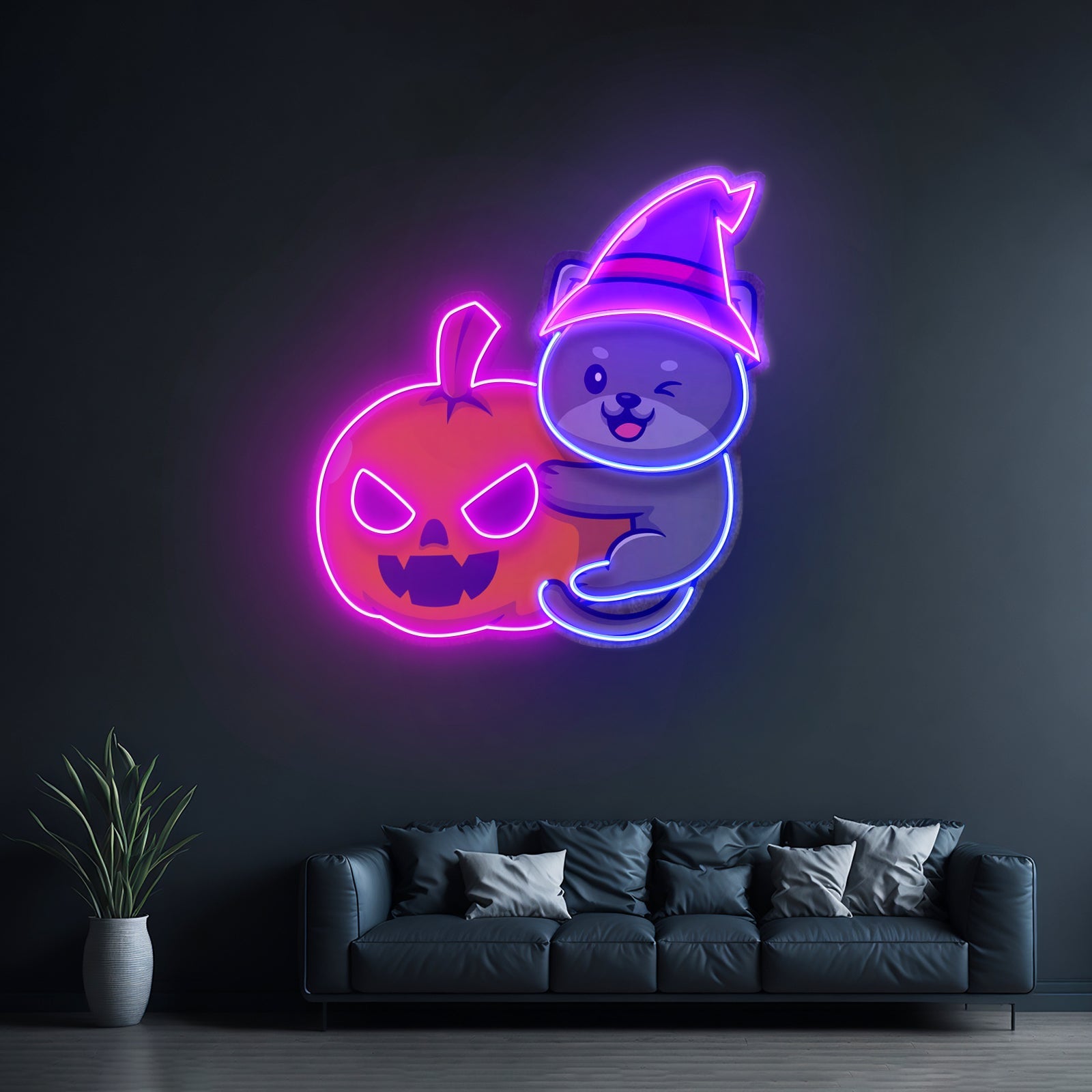 Dog And Pumpkin Led Neon Sign Light Custom Led Signs - Shineneon
