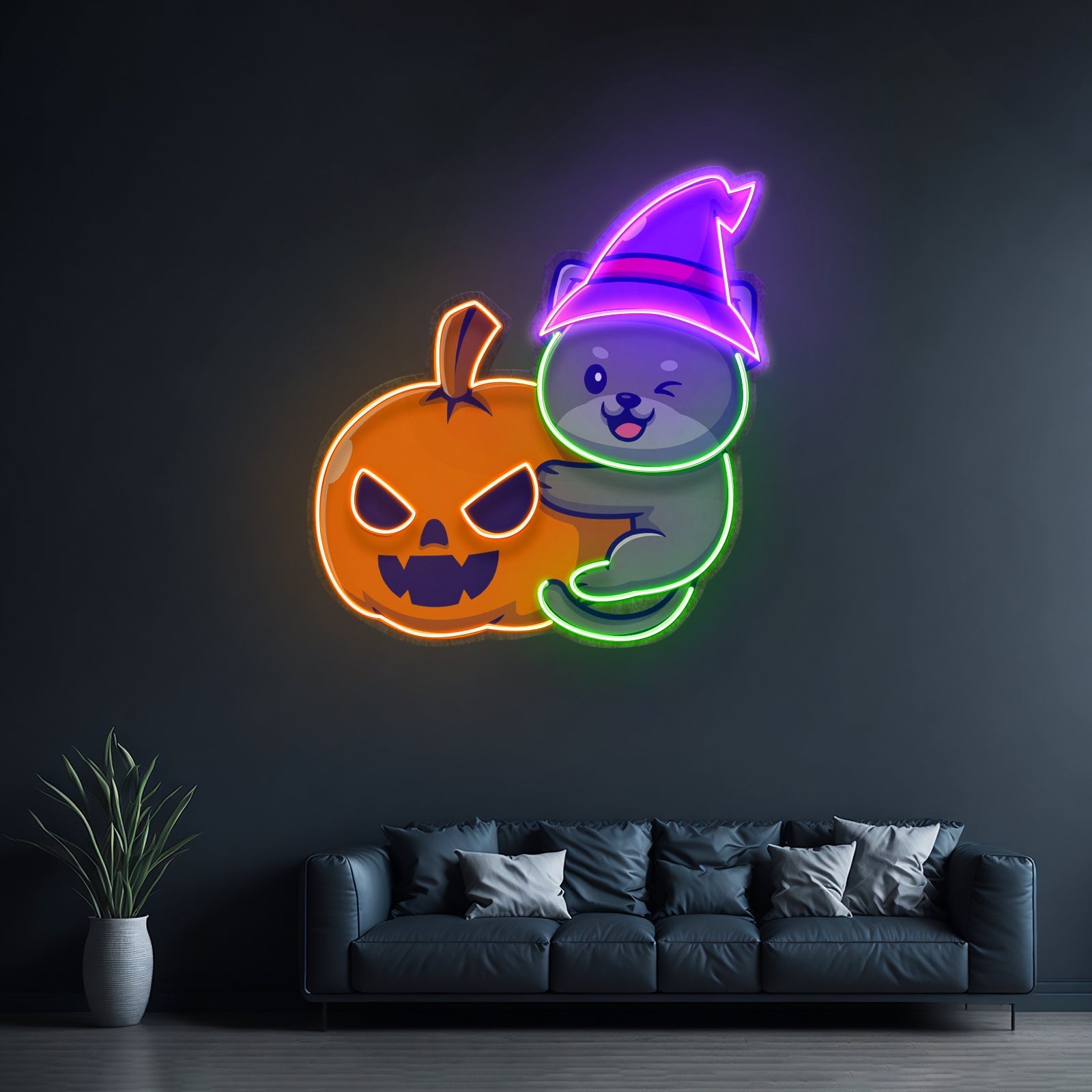 Dog And Pumpkin Led Neon Sign Light Custom Led Signs - Shineneon