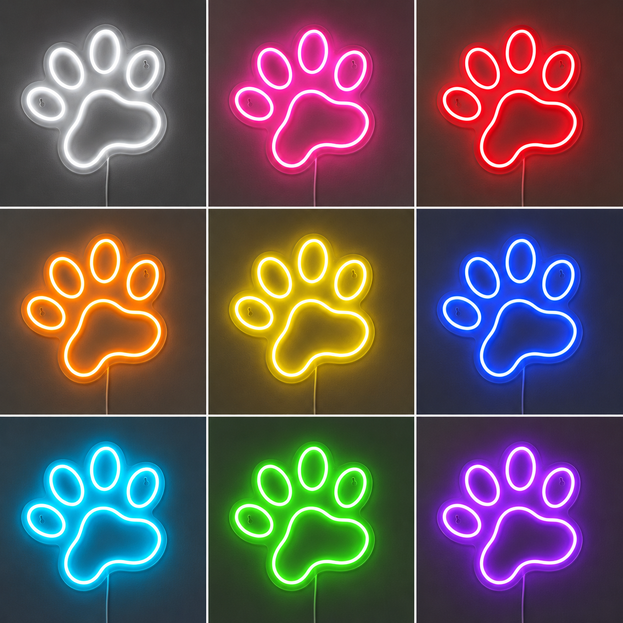 Dog Bedroom LED Neon Sign color grid