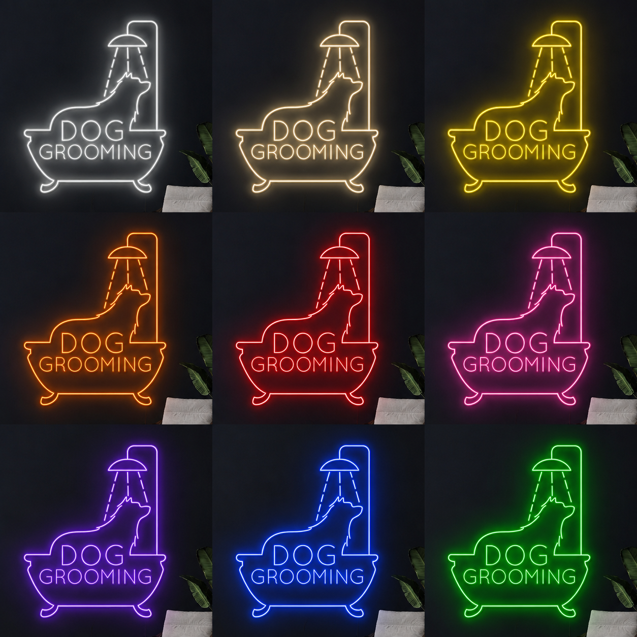 Dog Grooming LED Neon Sign - 05 Color Grid