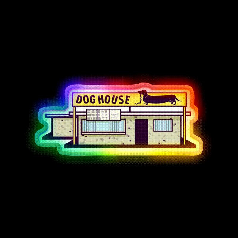 Dog House Albuquerque Fast Food Led Neon Sign For Burger Place Rgb Color - LED neon sign close-up detail