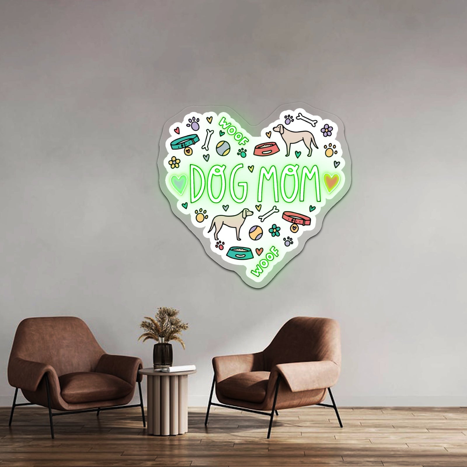 Dog Mom Heart Neon Signs Wall Art For Dog Lovers - Shineneon