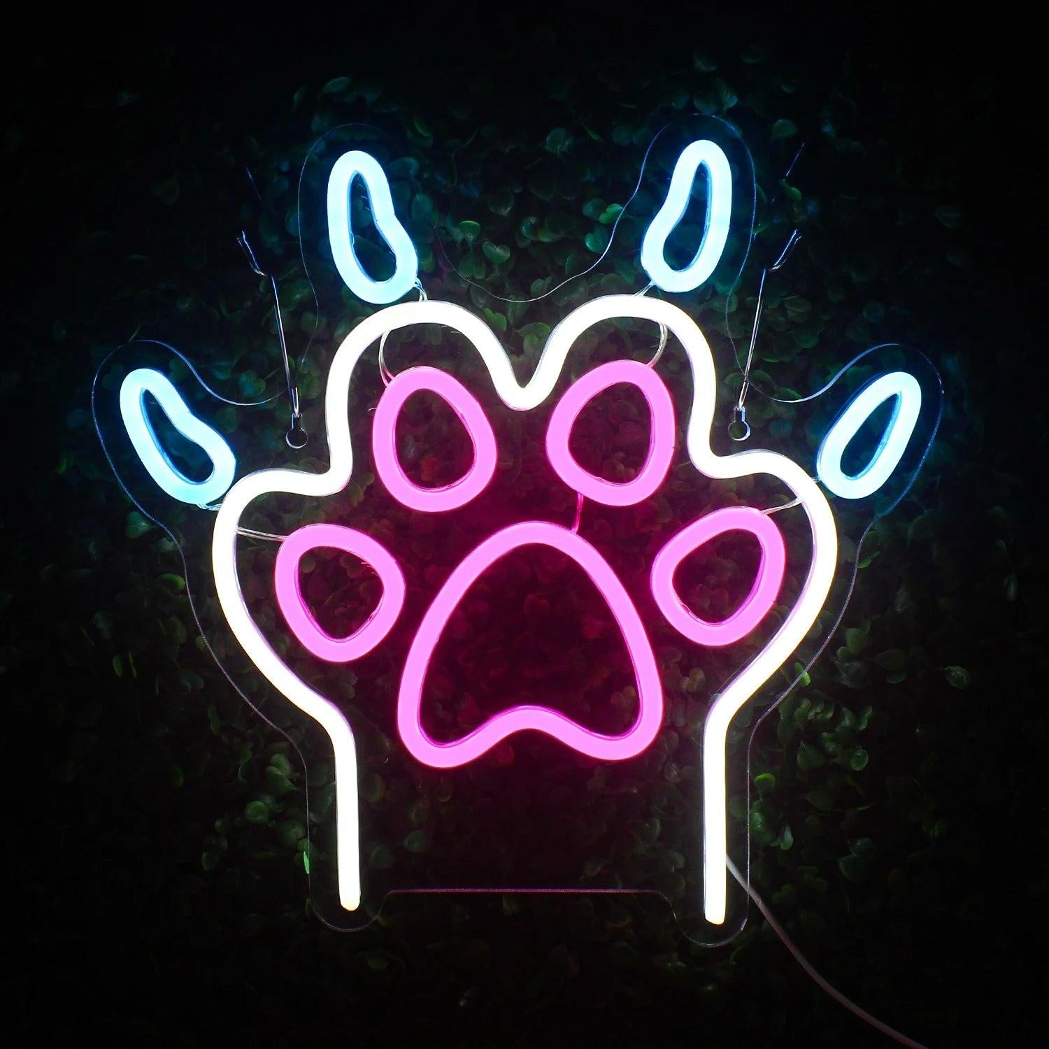 Dog Paw Animal Patterns Pink Blue Led Neon Sign For Indoor Pet Decor | Shineneon