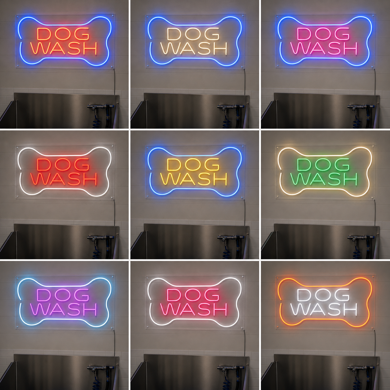 Dog Wash LED Neon Sign - 05 Color Grid