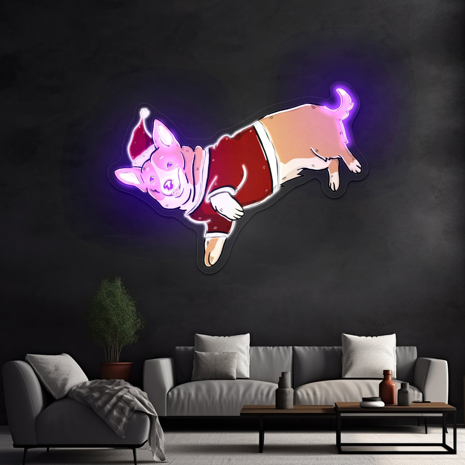 Dog With Santa Hat Neon Signs Animal Neon Sign - Shineneon