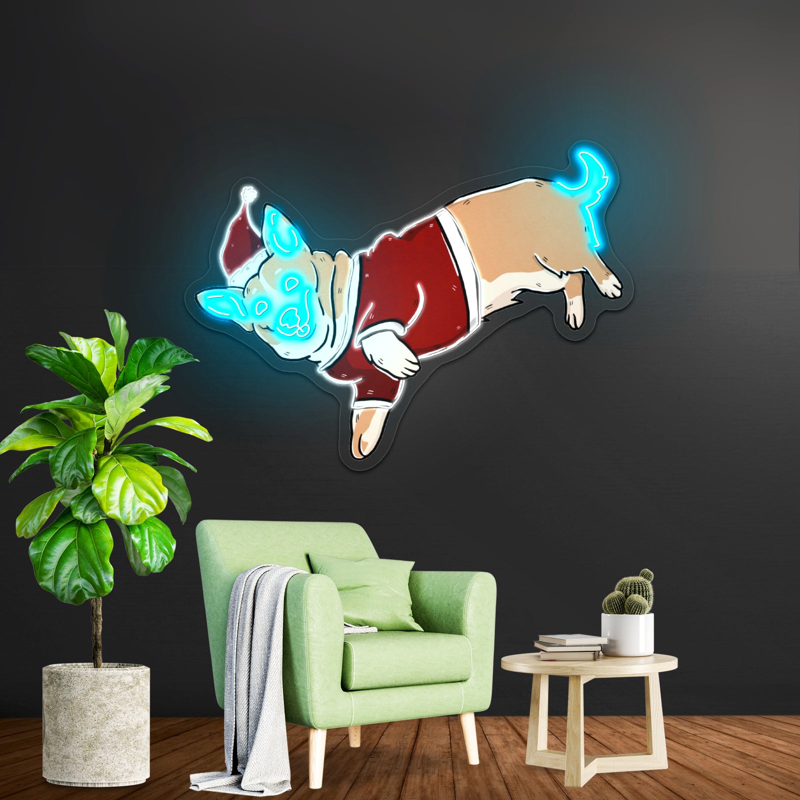 Dog With Santa Hat Neon Signs Animal Neon Sign