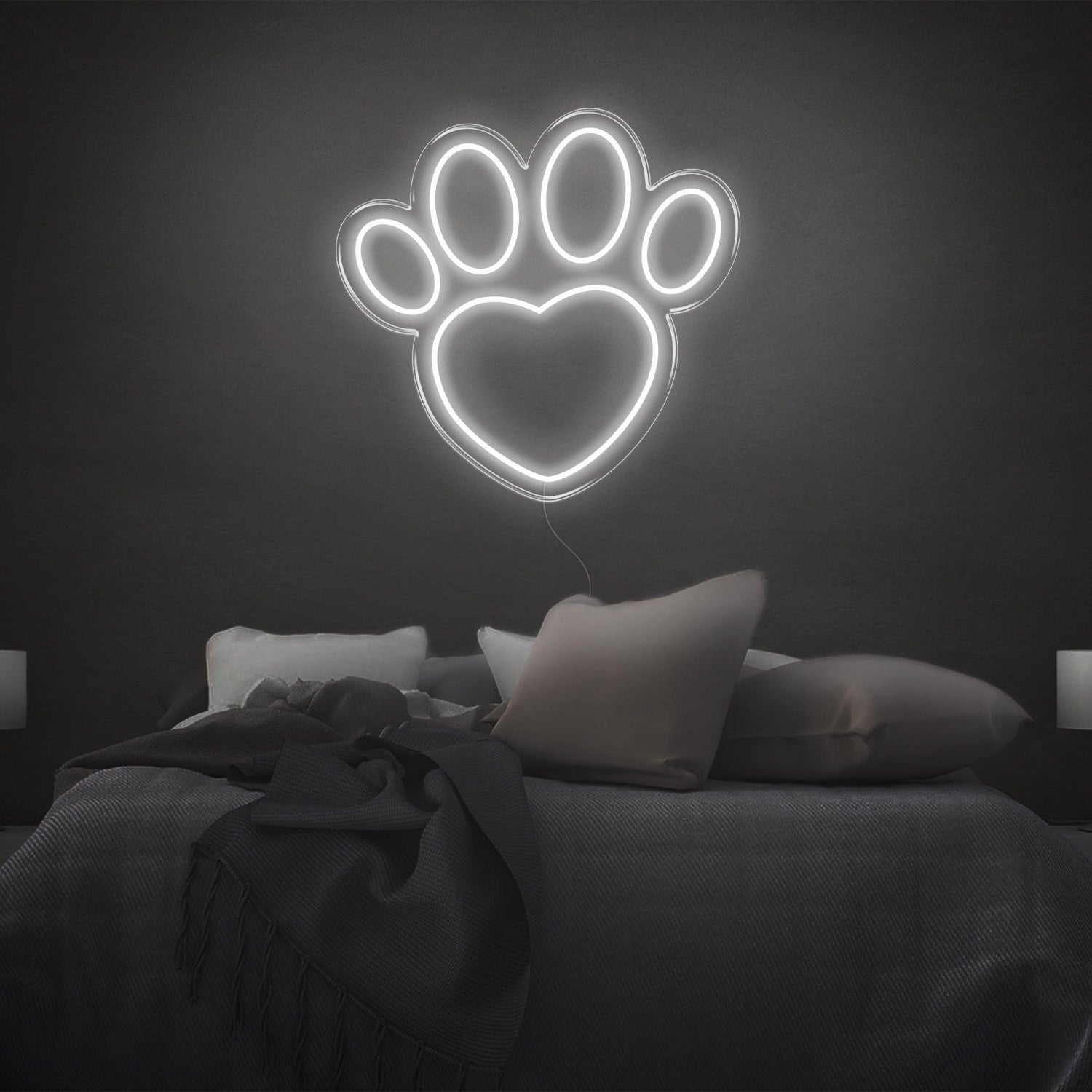 Dogprint Paw Heart Purple Led Neon Sign For Bedroom Wall Decor | Shineneon