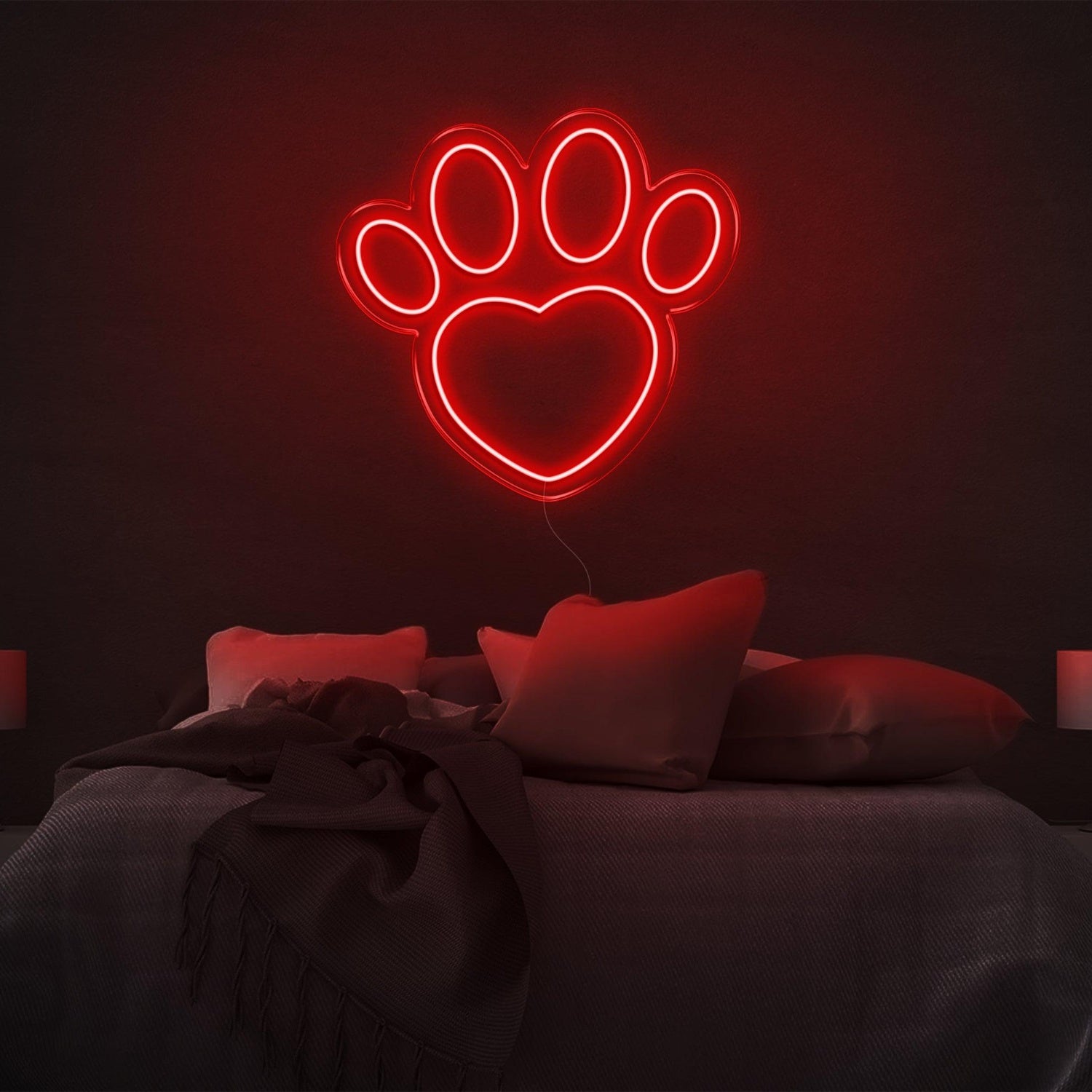 Dogprint Paw Heart Purple Led Neon Sign For Bedroom Wall Decor | Shineneon