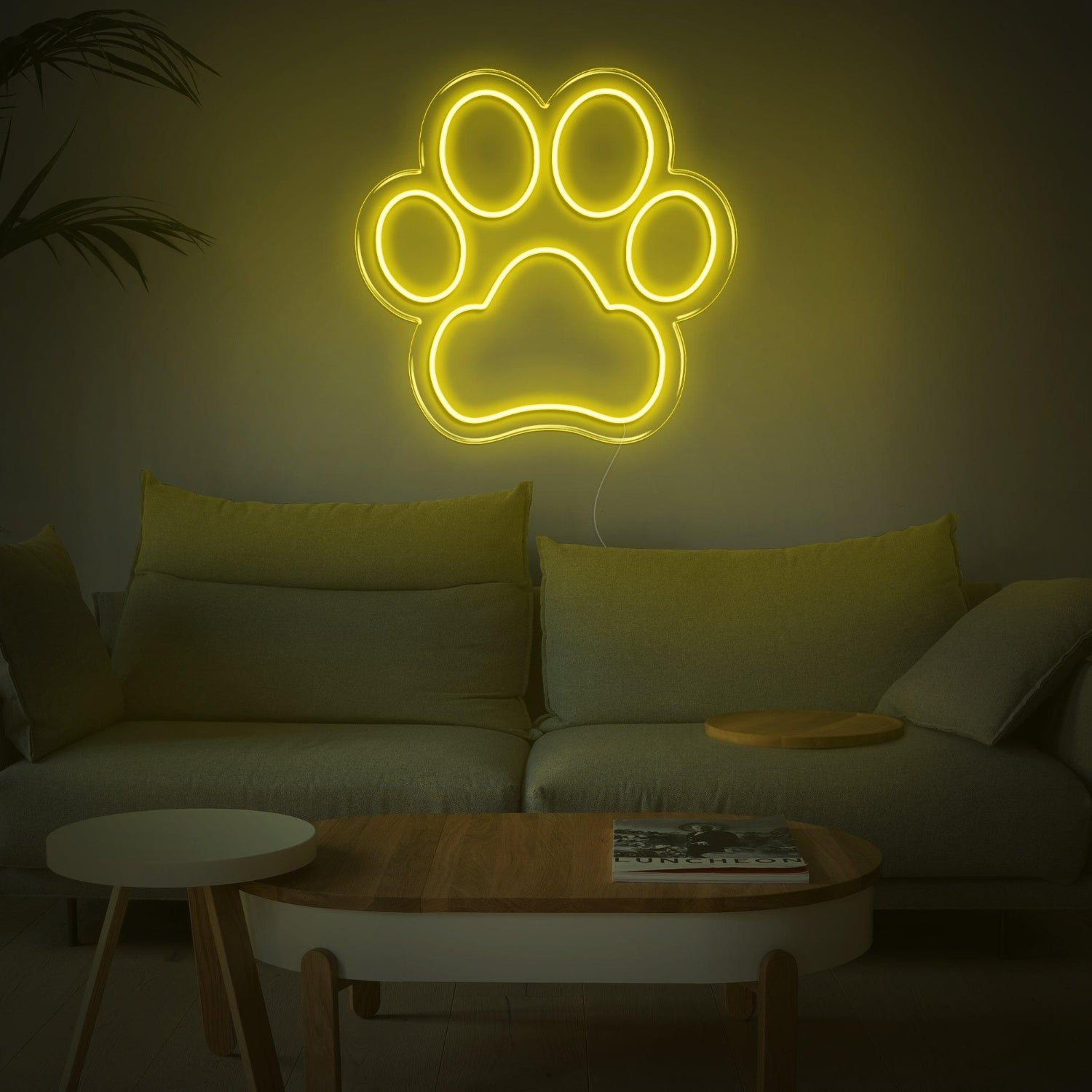 Dogprint Paw Led Neon Sign Warm Yellow For Living Room Home Decor | Shineneon