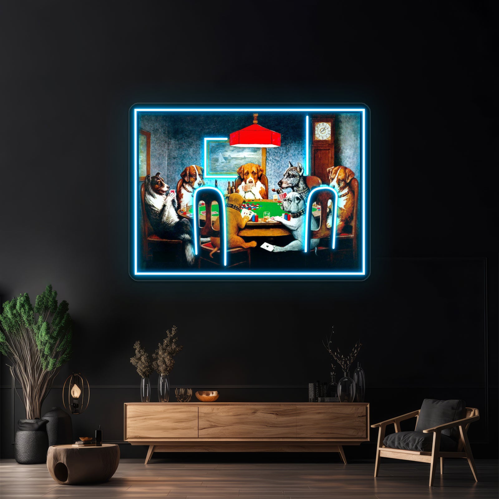 Dogs Playing Poker Vintage C M Coolidge Print Wall Artwork Neon Signs | Shineneon