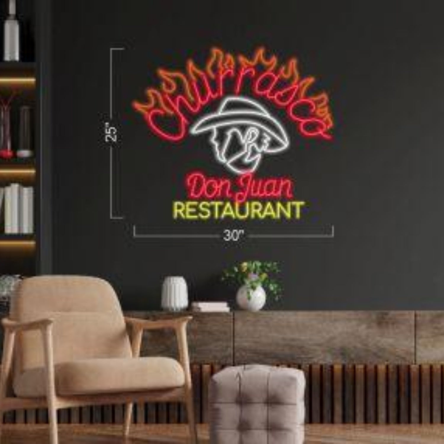 Don Juan Retro Hat And Flame Led Neon Sign For Restaurant Wall Decor | Shineneon