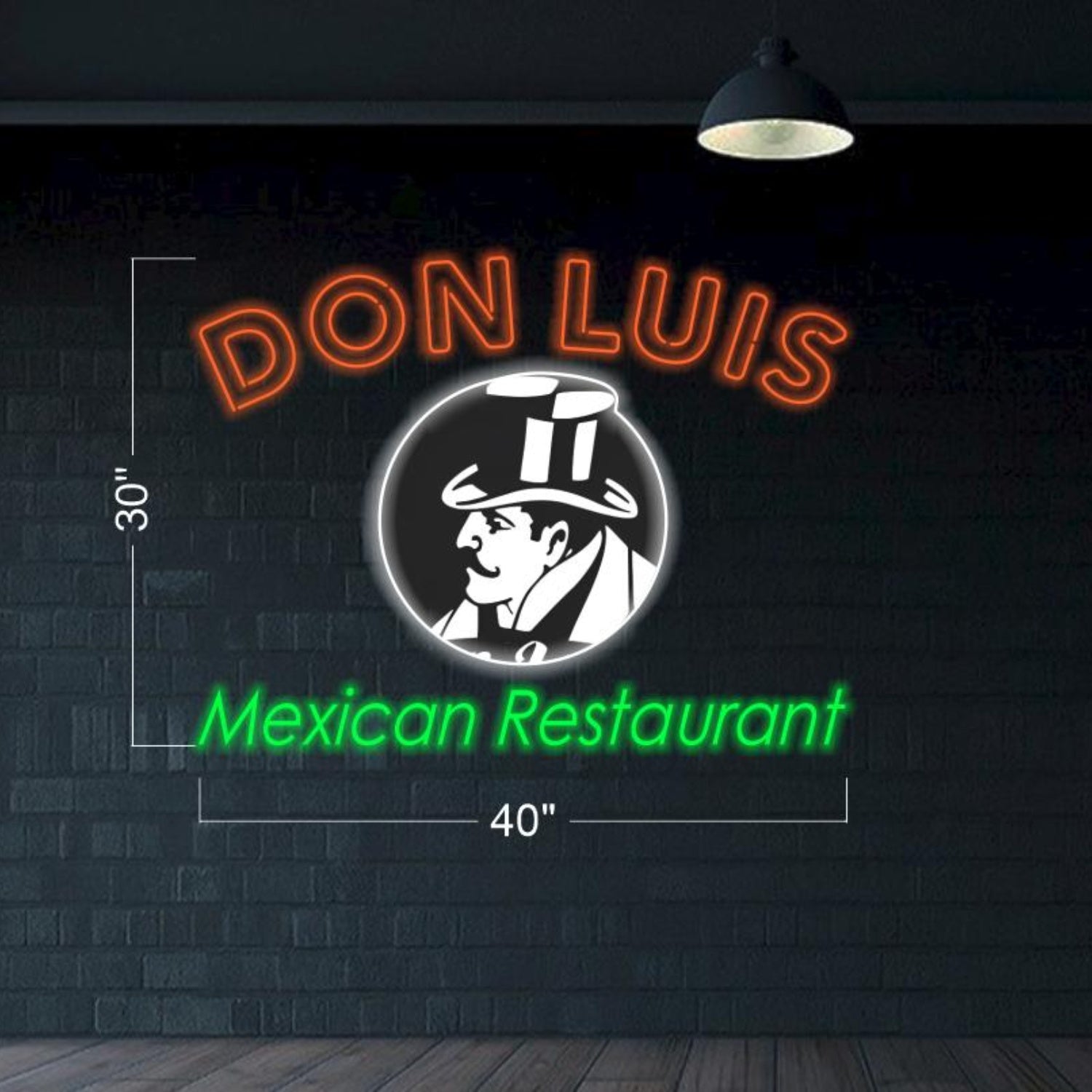 Don Luis Mexican Resto Orange-Green Led Neon Sign For Indoor Commercial Decor | Shineneon