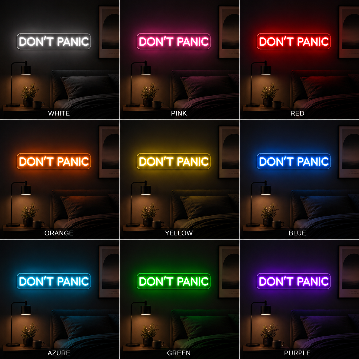 Don T Panic Wall Decor LED Neon Sign - 05 Color Grid
