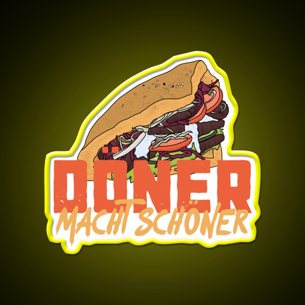 Doner Makes Beautiful Snack Food Led Neon Sign Rgb Color - Custom LED neon sign front view