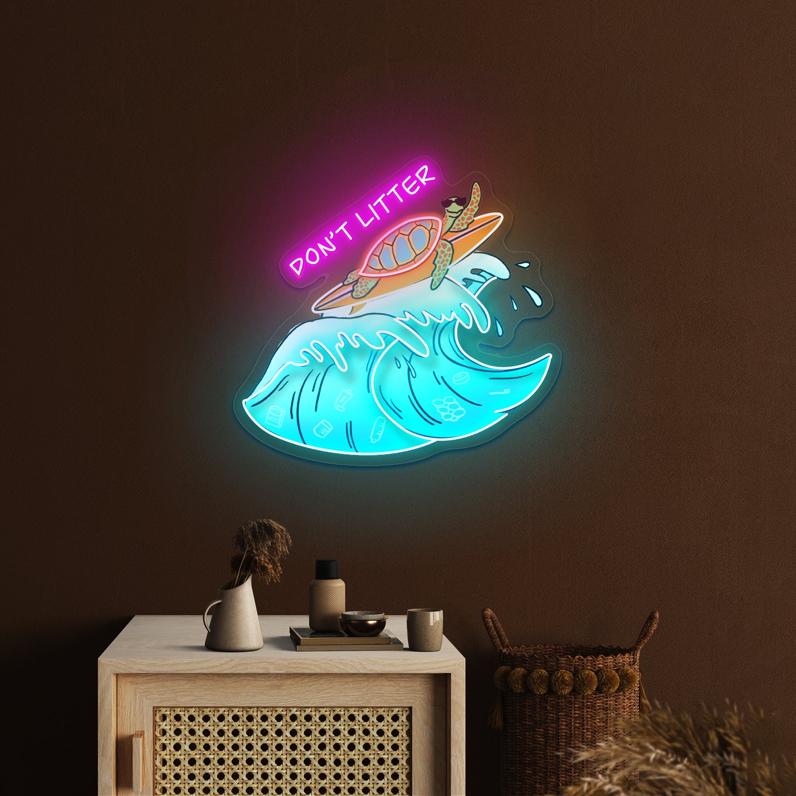 Dont Litter Sea Turtle Neon Signs For Sale