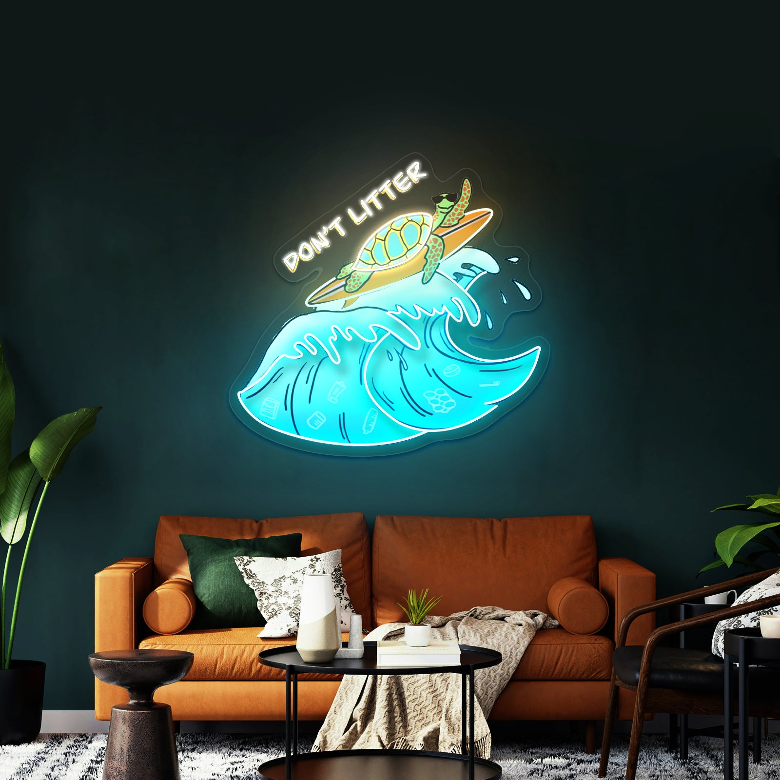 Dont Litter Sea Turtle Neon Signs For Sale