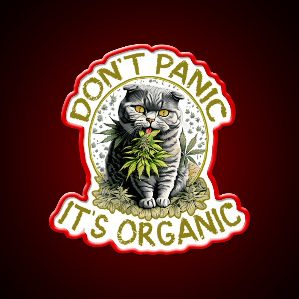 Dont Panic Its Organic Cat Hemp Inspired Green Leaf Led Neon Sign Rgb Color - Shineneon