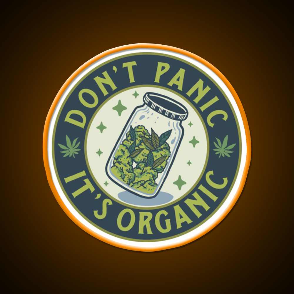 Dont Panic Its Organic Green Leaf Led Neon Sign 420 Neon Decor Rgb Color