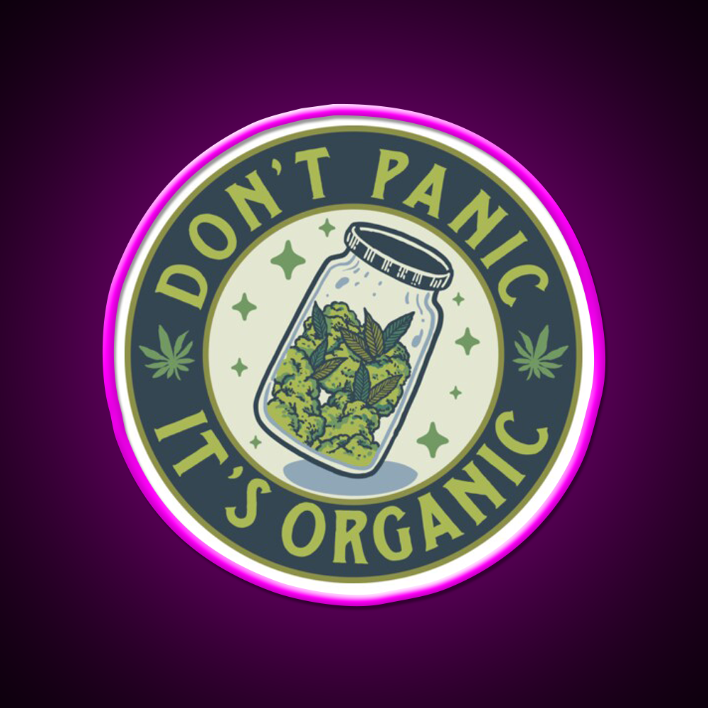 Dont Panic Its Organic Green Leaf Led Neon Sign 420 Neon Decor Rgb Color