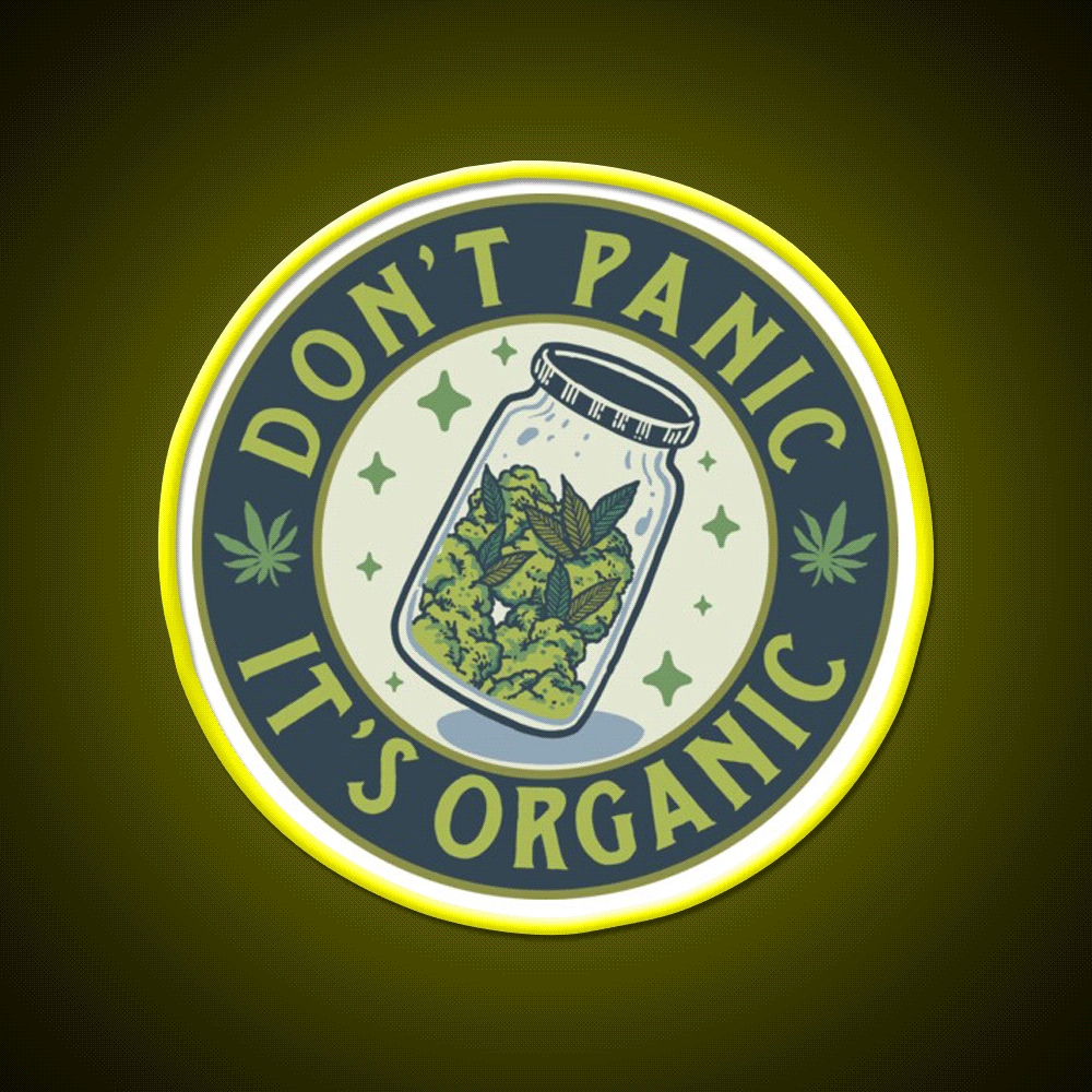 Dont Panic Its Organic Green Leaf Led Neon Sign 420 Neon Decor Rgb Color